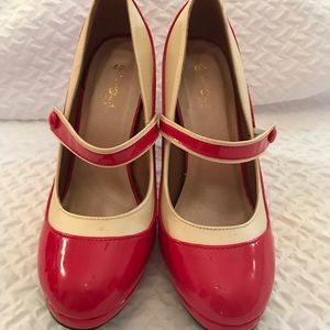 ModCloth Graham Street red patent Mary Jane heels